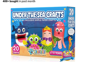 lot 3063 image: Craftikit� 20 Under The Sea Arts & Crafts Kits for Kids �� Mermaid & Sea Animal Paper Crafts for Girls & Boys Ages 4-10 �� Preschool Art Supplies & Toddler Craft Set - Retail $0