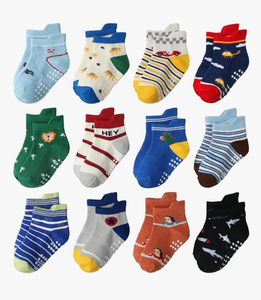 lot 3070 image: Aroveea Toddler Socks Non Slip Grip Cute Cotton Baby Socks 12 Pack for Toddler Boys Girls Kids - Retail $0