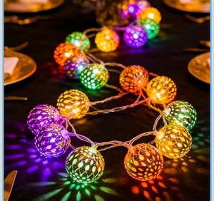 lot 3099 image: Easter Egg Ball Decorations USB & Battery Operated Pastel Fairy Lights, 9.8ft 20 LED Metal Gold Globe String Lights with 8 Modes for Spring Bedroom, Boho Party, Christmas, Birthday (Multicolored) - Retail $0