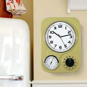 lot 3103 image: NORTHPOINT 162097 Kitchen Clock with Temperature and Timer - Retail $57