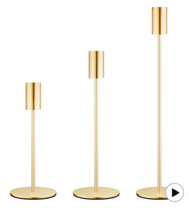 lot 3119 image: zeochyni French Gold Candlestick Holders Set of 3, Decor Taper Candle Holder for Wedding, Dinning, Party,Fits 34 Inch Thick Candle - Retail $0