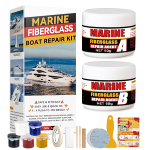 lot 3121 image: Bondtech Marine Fiberglass Repair Kit for Boats, Multi-Functional Gel Coat Repair Kit for Boats, Surfboards, Kayaks, Fix Holes, Chips, Scratches, Deep Cracks with Color Match - Retail $0