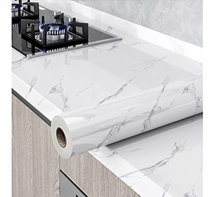lot 3127 image: Abyssaly Marble Contact Paper Brown Peel and Stick Countertops Waterproof Glossy Granite Wallpaper Self Adhesive Vinyl Roll Countertop Wrap Easy Peel & Stick for Kitchen Bathroom, 17.7 � 393.7 - Retail $0