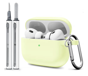 lot 3140 image: AirPods Pro Case Cover with Cleaner Kit,Soft Silicone Case for Apple AirPod Pro 1st2nd Generation,AirPods ProPro 2 Case Accessories with Keychain-Glow Green - Retail $0
