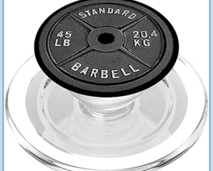 lot 3165 image: Weightlifting Plate Gym Barbell Weight Body Building PopSockets PopGrip for MagSafe - Retail $0