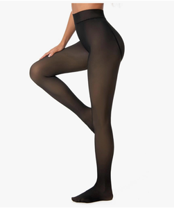 lot 3169 image: Nackiy Fleece Lined Tights Women, Fake Translucent Warm Pantyhose Black Sheer Leggings Winter Thick Thermal Stockings - Retail $0