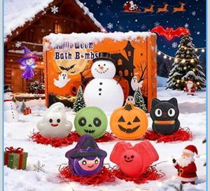 lot 3172 image: Halloween Bath Bombs for Kids & Women, Handmade Spooky Bath Bomb Set of 6 Fun Shapes �� Perfect Gifts for Kids, Skin Care Bathbombs for Girls�� Spooky Celebration - Retail $0