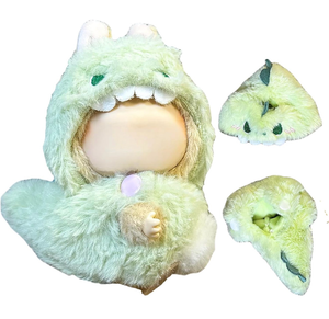 lot 3174 image: 17cm Doll Clothes Set (No Doll), Cute Outfit with Premium Onesie for Unique Dress Up and Collector Display (Green Dinosaur (3D Hooded Dinosaur Padded Suit)) - Retail $0