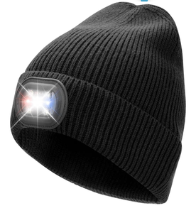 lot 3187 image: Unisex LED Beanie with Light, USB Rechargeable Headlamp Hat, Winter Gifts for Men Women Husband Him Black - Retail $0