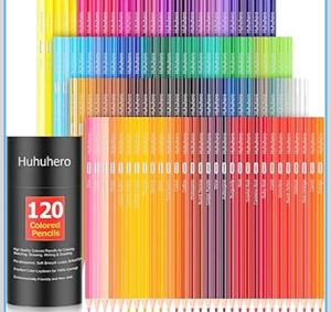 lot 3190 image: Huhuhero 120-Count Colored Pencils for Adult Coloring Books, Soft Core Assorted Color Pencils for Drawing Sketching Shading, Coloring Pencils Set for Beginners Artists - Retail $0