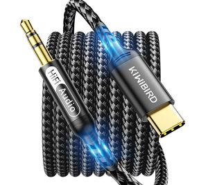 lot 3193 image: USB Type C to 3.5mm Male Aux Audio Jack Braided Cable with Hi-Fi DAC, 1.2m - Retail $0