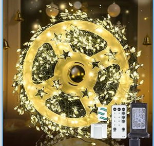 lot 3200 image: t Fairy Lights Plug in, 1000 Led Fairy Lights with Remote 75Ft Warm Light with Timer Long Twinkle Light Waterproof String Light for Bedroom Outdoor Indoor Decorative,Green Wire - Retail $0