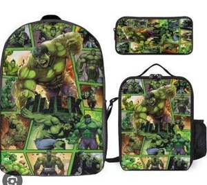 lot 11275 image: The Hulk 3 Piece Backpack Set