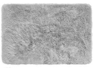 lot 11470 image: Lot of 2 Gray Fluffy Faux Fur Rugs