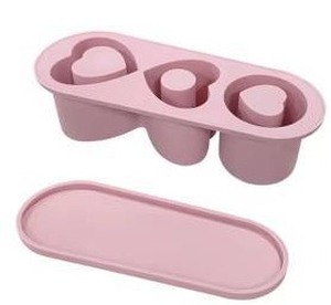 lot 11472 image: Lot of 2 Pink Silicone Ice Mold with Heart Shapes