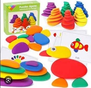 lot 11477 image: Montessori Rainbow Stacking Jigsaw Educational Toy Set