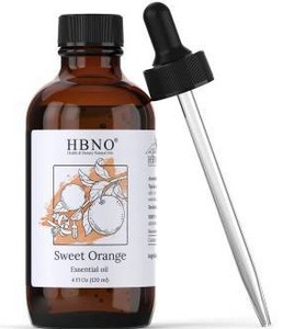 lot 11479 image: HBNO Sweet Orange Essential Oil with Dropper 4 fl oz, Lot of 2