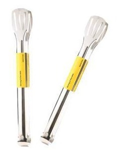 lot 11494 image: Stainless Steel Food Tongs with Yellow Handles, 2 pack