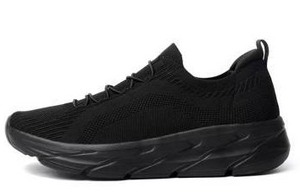 lot 11498 image: Womens Black Knit Walking Shoes Slip-On Sneakers, Size 36