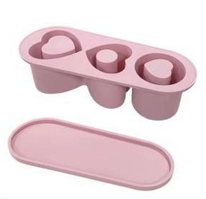 lot 11504 image: Lot of 2 Pink Silicone Ice Mold with Heart Shapes