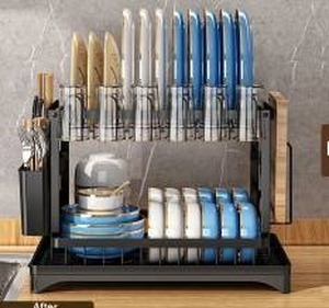 lot 11518 image: Kitchen Countertop Dish Rack, Black