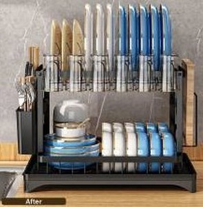 lot 11536 image: Kitchen Countertop Dish Rack, Black