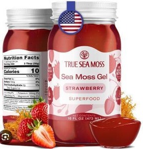 lot 11615 image: True Sea Moss Strawberry Flavored Gel Superfood Supplement, 2 pack