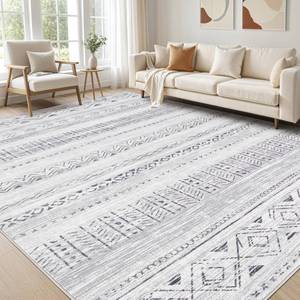 lot 3081 image: cotiled 5x7 Area Rug Living Room Washable Boho Rugs with Non Slip Backing Large Soft Indoor Stain Resistant Carpet for Bedroom Farmhouse Dining Room Lightweight Home Decor Dark Grey