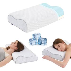 lot 3091 image: Memory Foam Pillows Cervical Pillow for Neck Pain Relief, Ergonomic Pillow for Shoulder Pain, Orthopedic Contour Pillow for Side Sleepers, Neck Support Pillows for Sleeping with Cooling Pillowcase