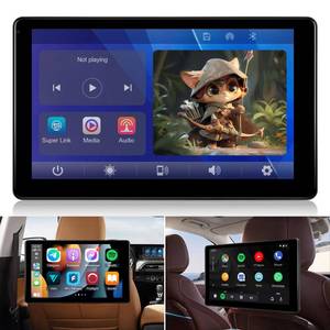 lot 3097 image: NHOPEEW Car Headrest Video Player, 9 inch IPS Screen Headrest TV Support Phone Wireless Carplay and Android Auto, Mirror Link, Video Website, Voice Control  64G Memory Card
