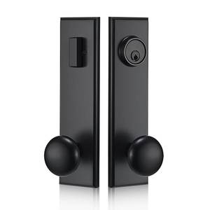 lot 3105 image: FLIRABBIT Modern Front Door Handle, Matte Black Entry Door Knobs with Single Cylinder Deadbolt for Exterior Door, Reversible for Right&Left Handed with 3 Keys (Matte Black)