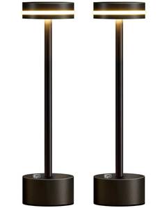 lot 3120 image: PUSU Cordless Table Lamp Set of 2, Battery Powered LED Desk Lamp Portable Table Lights 3-Level Brightness Touch Control, Lighting for Home Office Bedroom Hotel Restaurant Outdoor Night Light(Black)