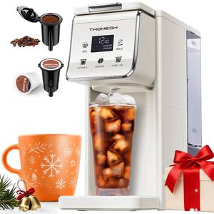 lot 3126 image: TWOMEOW Coffee Maker Hot & Iced With Bold Setting,Single Serve Coffee Maker For K Cup And Grounds,52 Oz Removable Water Tank,6-14 Oz Brew Sizes,One Cup Kcup Coffee Machine With Reusable Filter, White