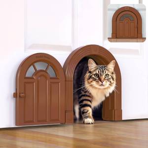 lot 3130 image: Purrfect Portal Meow Manor� XL Interior Cat Door �� No-Flap Pet Door for Interior Doors, Easy DIY Installation, Cat Door for Cats up to 30 lbs, Brown
