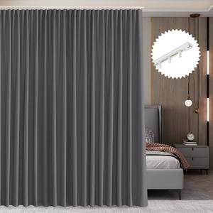 lot 3131 image: RYB HOME Room Divider Curtain Set with Ceiling Track, Privacy Blackout Thermal Insulated Curtains for BedroomLiving RoomBasementPatioSliding Glass Door, W100 x L84, Grey, 1 Panel