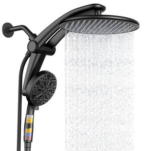 lot 3133 image: Shower Head with filtered Handheld High Pressure daul Shower Heads with Handheld Spray Combo and 10 Sprays Handheld Shower Head Detachable Shower head Built-in Magnetic Docking and Power Jets Black