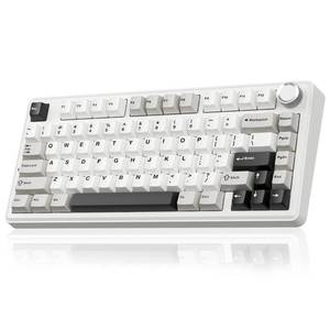 lot 3134 image: SOLAKAKA A75 75% Wireless Mechanical Keyboard, Hot Swappable Gaming Keyboard with Multifunction Knob & RGB, Gasket Mounted Creamy Keyboard, PBT Keycaps, Compact Layout for WinMacPC
