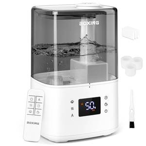 lot 3145 image: BOXING 4.5L Warm and Cool Mist Ultrasonic Humidifier for Bedroom Large Room, Top Fill Essential Oil Diffuser with Remote, Auto Shut-Off Quiet Sleep Mode, Humidistat, Timer, BPA-Free, 45H Runtime