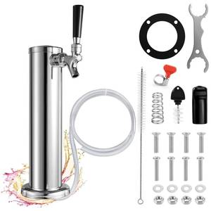 lot 3148 image: Single Beer Tap Tower, Draft Keg Tap Tower Brass Core Self-Closing Faucet Stainless Kegerator Tower Brewing Tower Kit with Kegerator Lines Parts