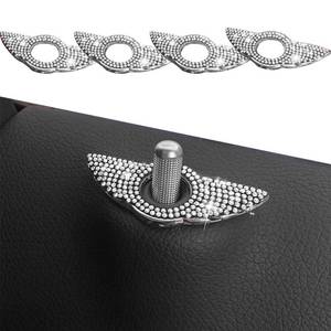 lot 4083 image: MINGZAIQIPEI 4 PCS Bling Inner Car Door Lock Stickers, Rhinestones Pull Rod Bolt Stickers, Sparkly Car Door Lock Cover Stickers Universal (White)