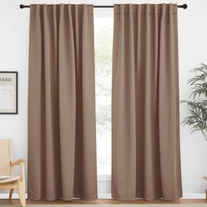 lot 4085 image: NICETOWN Blackout Curtain Panel for Living Room - (Cappuccino Color) 62 inches Wide by 84 inches Long, 2 Panels Set, Insulated Room Darkening Window Drapes