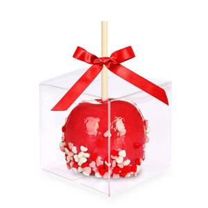 lot 4089 image: Wiaregom 4x4x4 Inches Transparent Apple Box With Hole,30 PCS Caramel Apples Clear Boxes Candy Apple PET Boxes for Candy Making