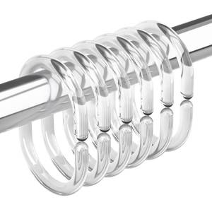 lot 4091 image: Amazer Plastic Shower Curtain Rings, Shower Curtain Hooks, 24 Pcs C Shaped Shower Hooks for Shower Curtain, Clear Shower Curtain Hooks for Bathroom