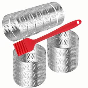 lot 4107 image: 12Pack Tart Rings 3.15 Inch Perforated Tart Ring Stainless Steel, Round Mousse Cake Ring Metal Pastry Mold for Baking Cooking Pastries, small fruit tartet crust 8cm