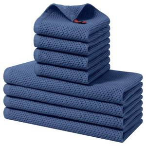 lot 4117 image: Homaxy 100% Cotton Kitchen Towels and Dishcloths Set, 12 x 12 Inches and 13 x 28 Inches, Set of 8 Bulk Kitchen Towels Set, Ultra Soft Absorbent Dish Cloths for Washing Dishes, Navy Blue