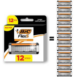 lot 4126 image: BIC Flex 5 Refillable Razors for Men, Long-Lasting 5 Blade Razors Refills for a Smooth and Comfortable Shave, 12 Razor Cartridges