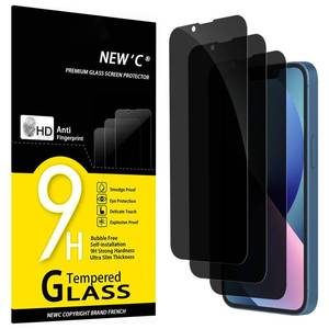 lot 4134 image: NEWC 3 Pack Privacy for iPhone 13 Mini Screen Protector (5.4), Enhanced 28-Degree Privacy Angle, Ultra Durable 9H Hardness, Bubble-Free