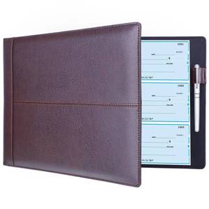 lot 4177 image: Antner 7 Ring Business Checkbook Binder for Business Checks, 600 Checks Capacity, PU Leather Check Book Binder Cover with Zipper Pouch, Executive Organizer Portfolio Holder for 9 x 13 Sheets, Coffee