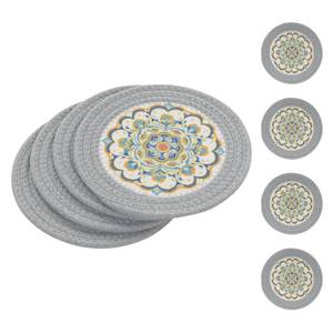 lot 4179 image: SHACOS 8 Inches Trivets for Hot Dishes, 4 Pieces Cotton and Felt Floral Pattern Trivets Mats for Kitchen, Hot Pads for Countertops, Heat-Resistant Pot Holders for Hot Pots and Pans (Grey, 4pcs)