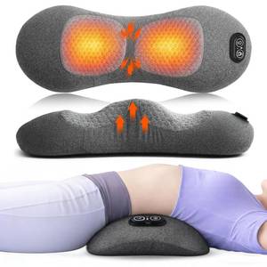 lot 4180 image: 3 in 1 Electric Lumbar Support Pillow with Adjustable Height for Bed and Chair, Back Massager with Heat, Back Massager for Pain Relief Deep Tissue, Electric Lumbar Pillow with Heat Vibration Traction
